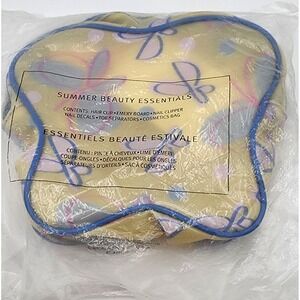 Avon Summer Beauty Essentials Kit‎ Hair Clip Nail Decals Cosmetics Bag NOS EXC